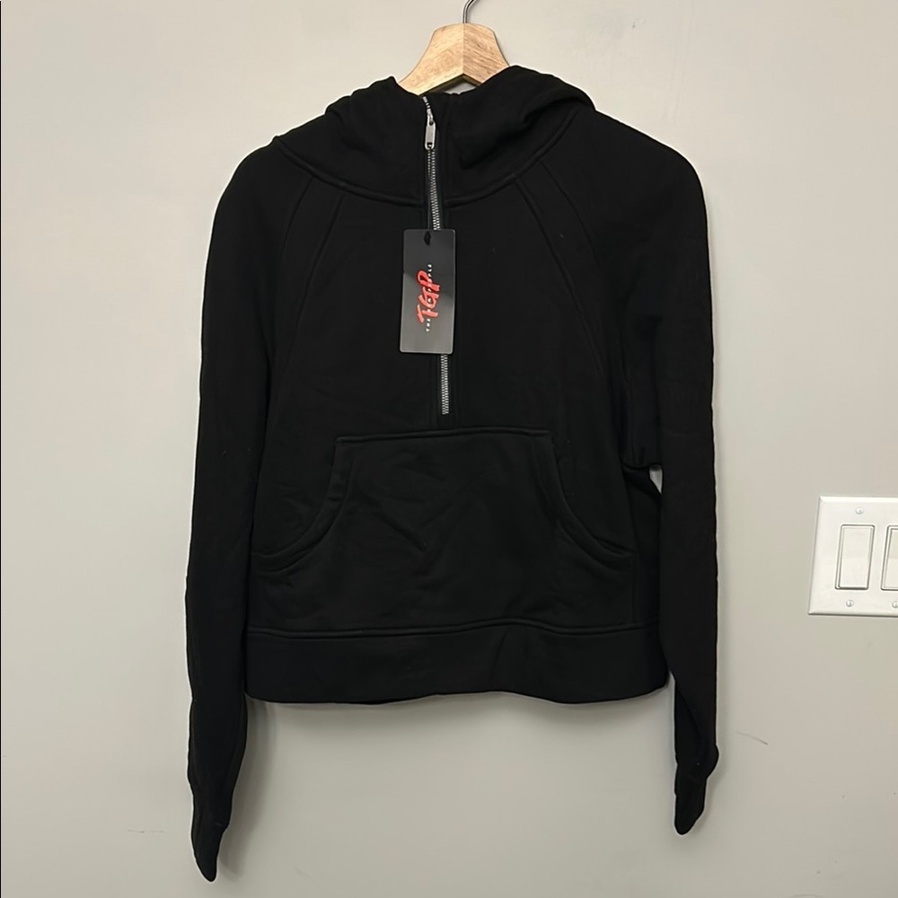 TGP Women's Black Hoodie size Medium with kangaroo pocket and thumhole